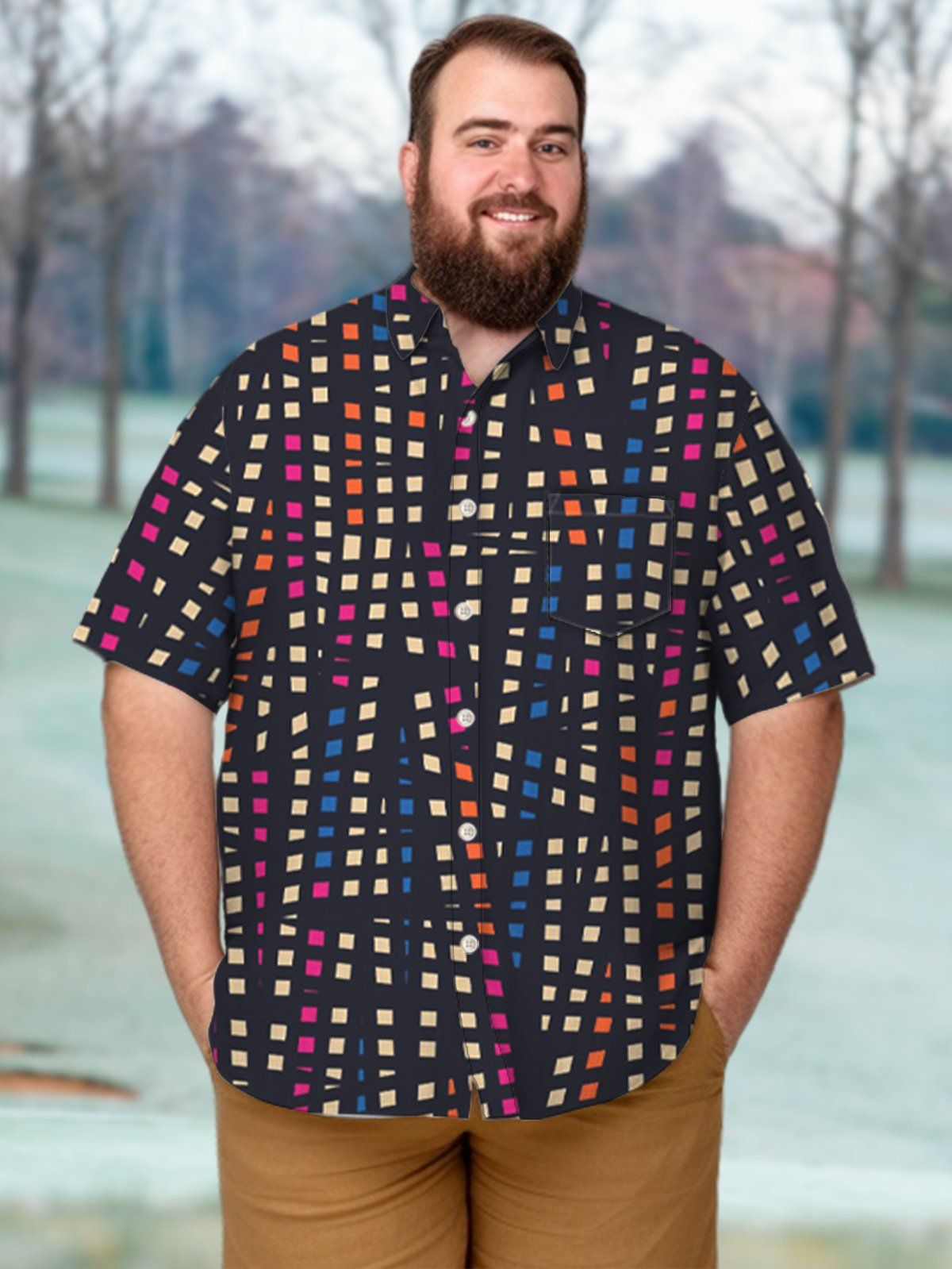 Big & Tall Retro Breakpoint Fringe Hawaiian Shirt Big & Tall Retro Breakpoint Fringe Hawaiian Shirt