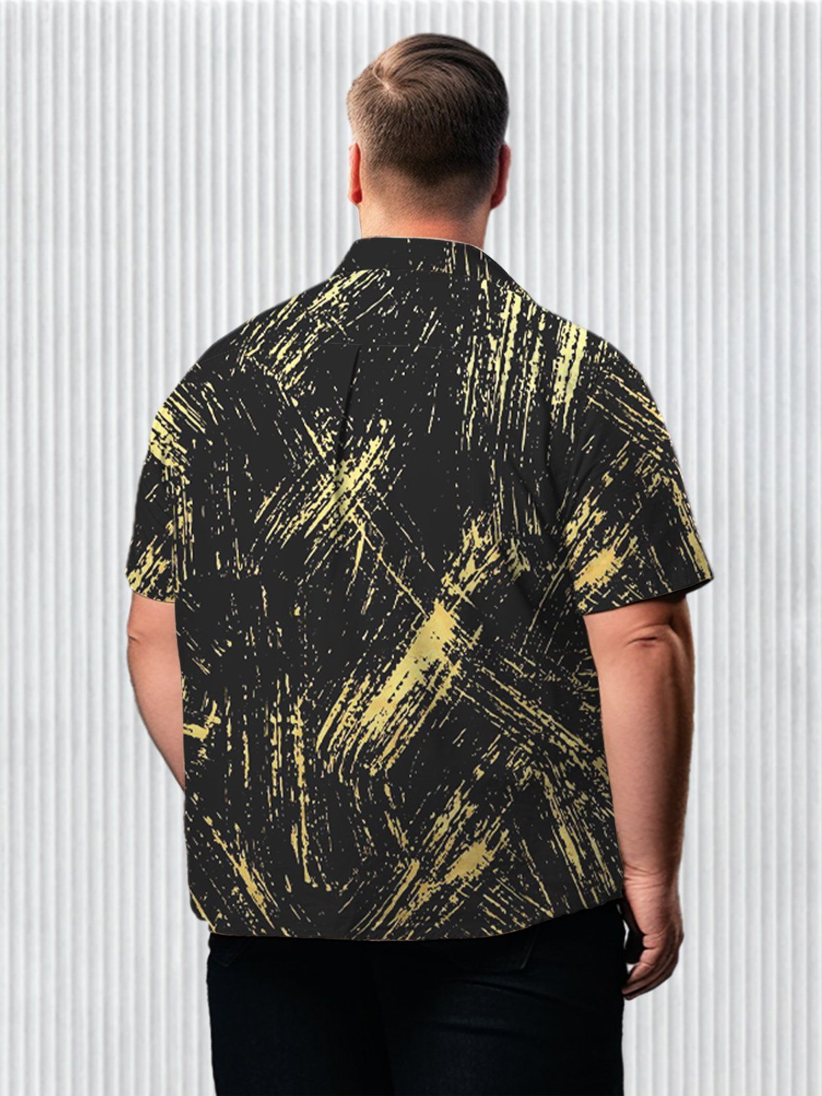 Big & Tall Retro Casual Contrasting Lines Hawaiian Shirt