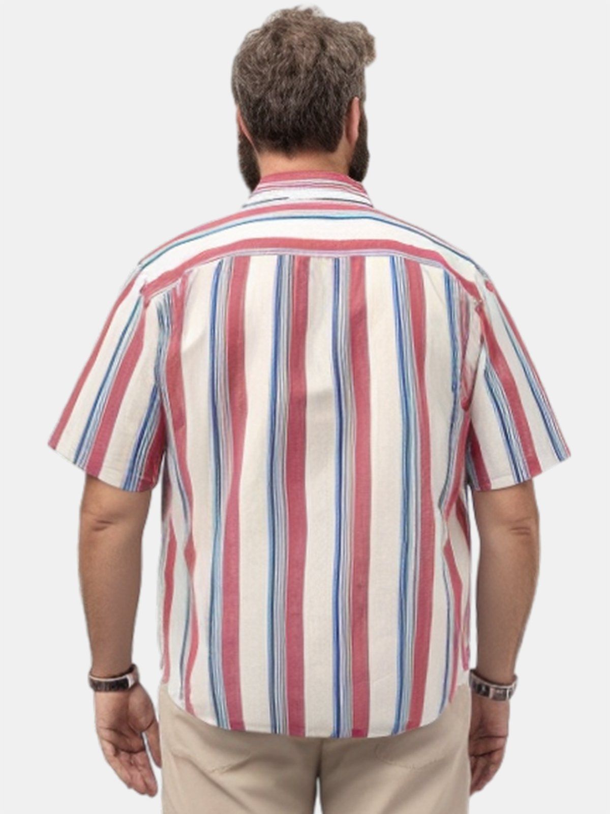Big & Tall Retro Casual Fringes Free Seersucker Hawaiian Shirt