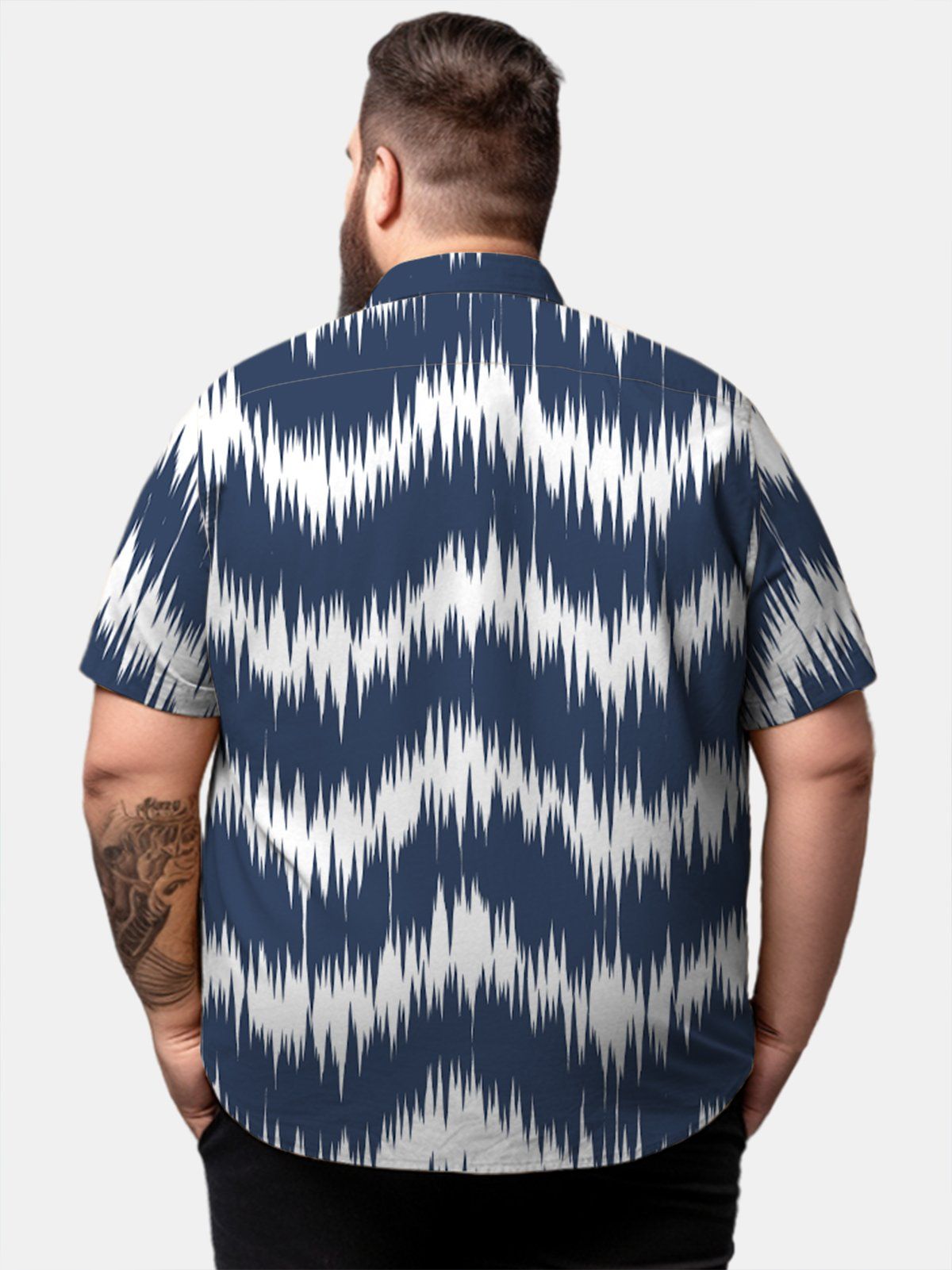 Big & Tall Retro Chevron Zigzag Wave Free Seersucker Hawaiian Shirt