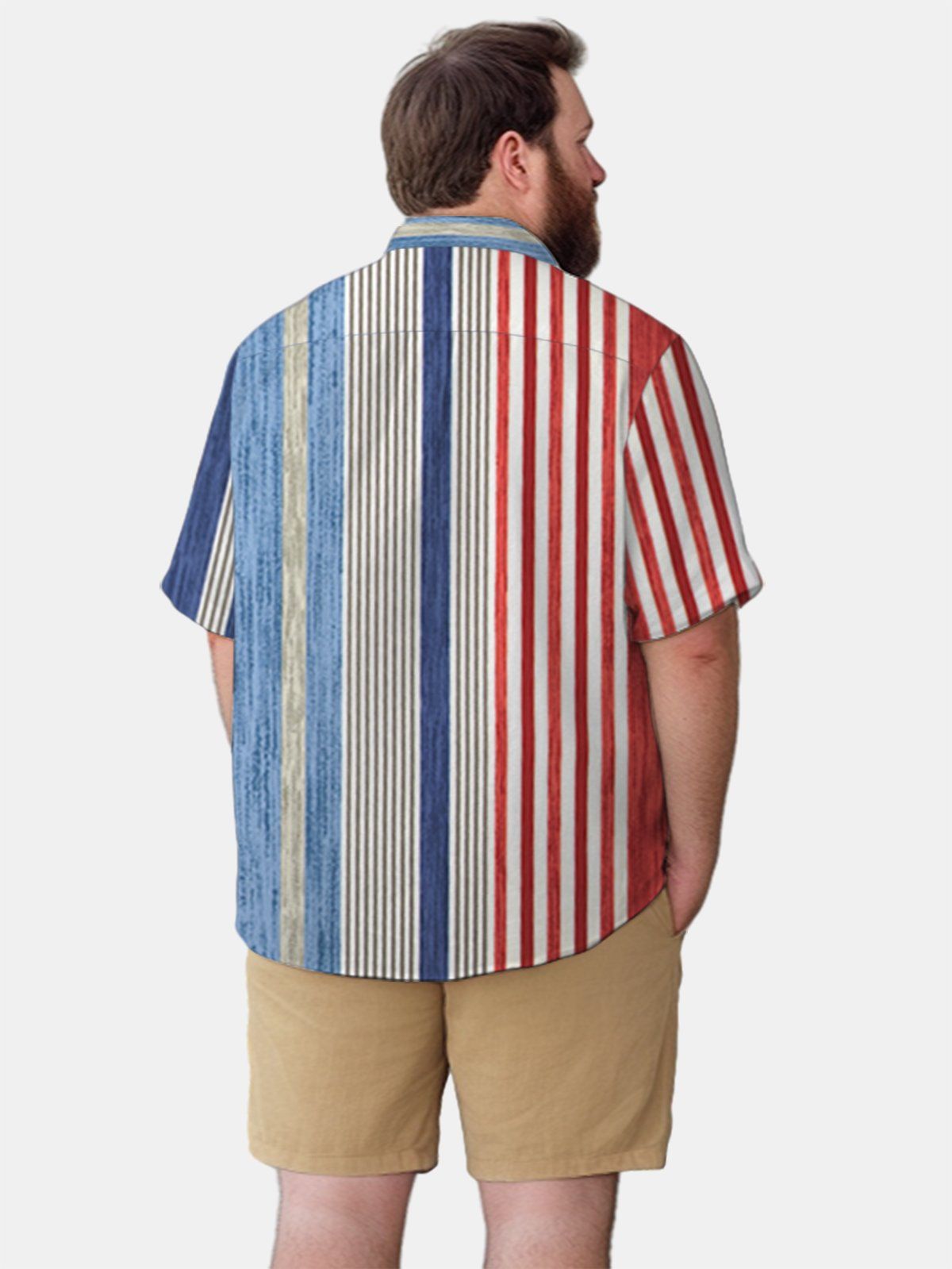 Big & Tall Retro Fringes Free Seersucker Hawaiian Shirt