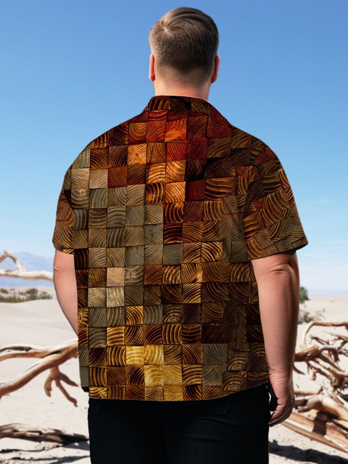 Big & Tall Retro Geometrical Hawaiian Shirt