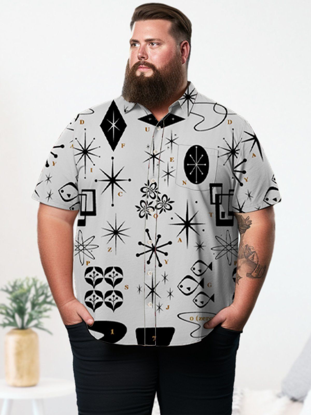 Big & Tall Retro Geometry Hawaiian Shirt Big & Tall Retro Geometry Hawaiian Shirt