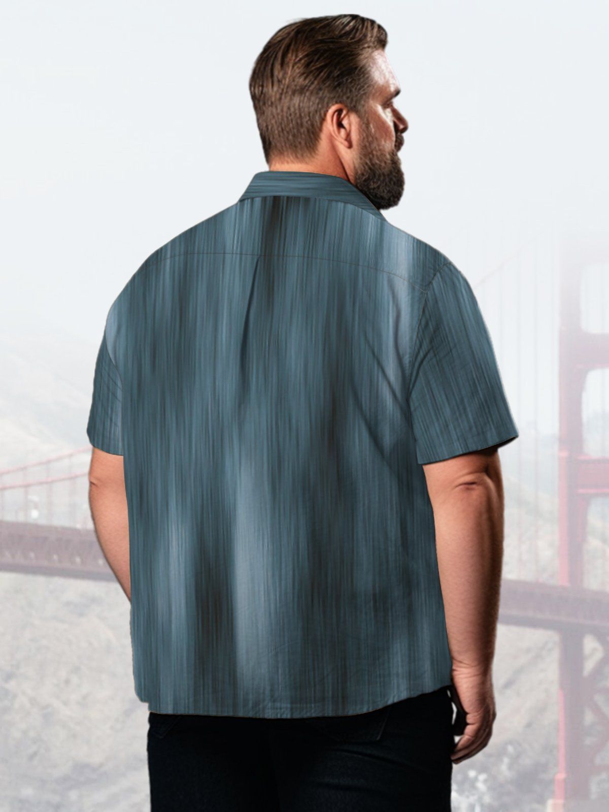 Big & Tall Retro Stripe Tie-Dye Free Seersucker Hawaiian Shirt