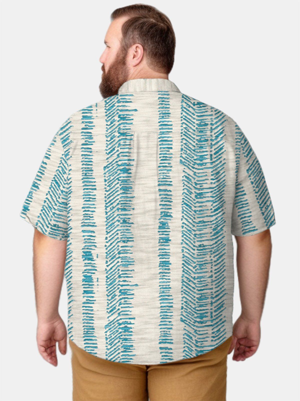 Big & Tall Retro Stripes Flamingo Free Seersucker Hawaiian Shirt