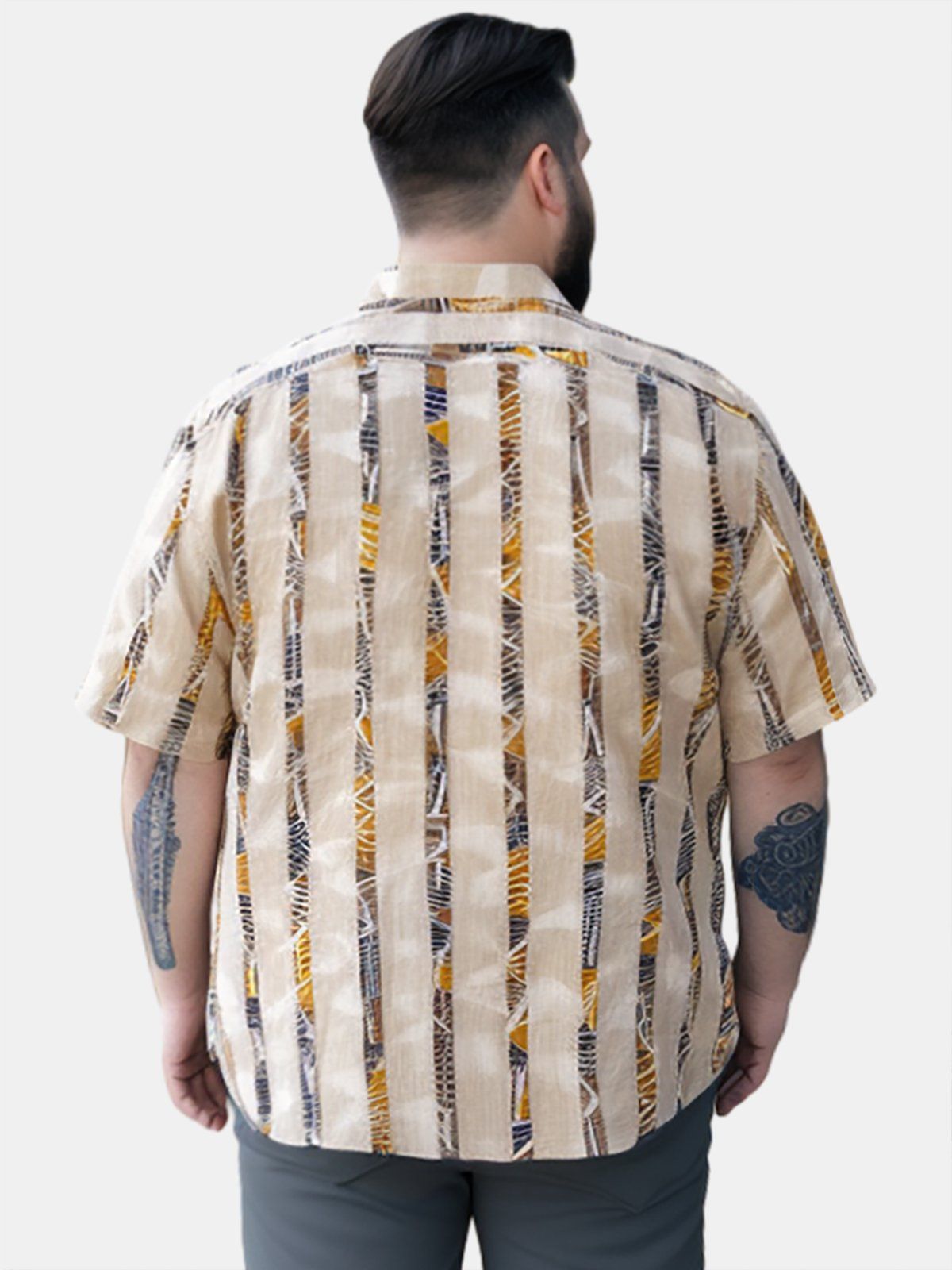 Big & Tall Retro Stripes Free Seersucker Hawaiian Shirt