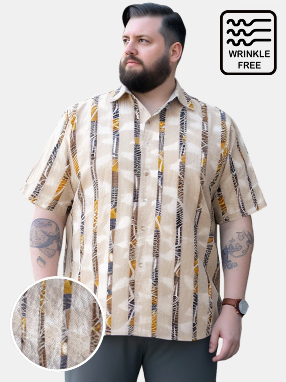 Big & Tall Retro Stripes Free Seersucker Hawaiian Shirt Big & Tall Retro Stripes Free Seersucker Hawaiian Shirt
