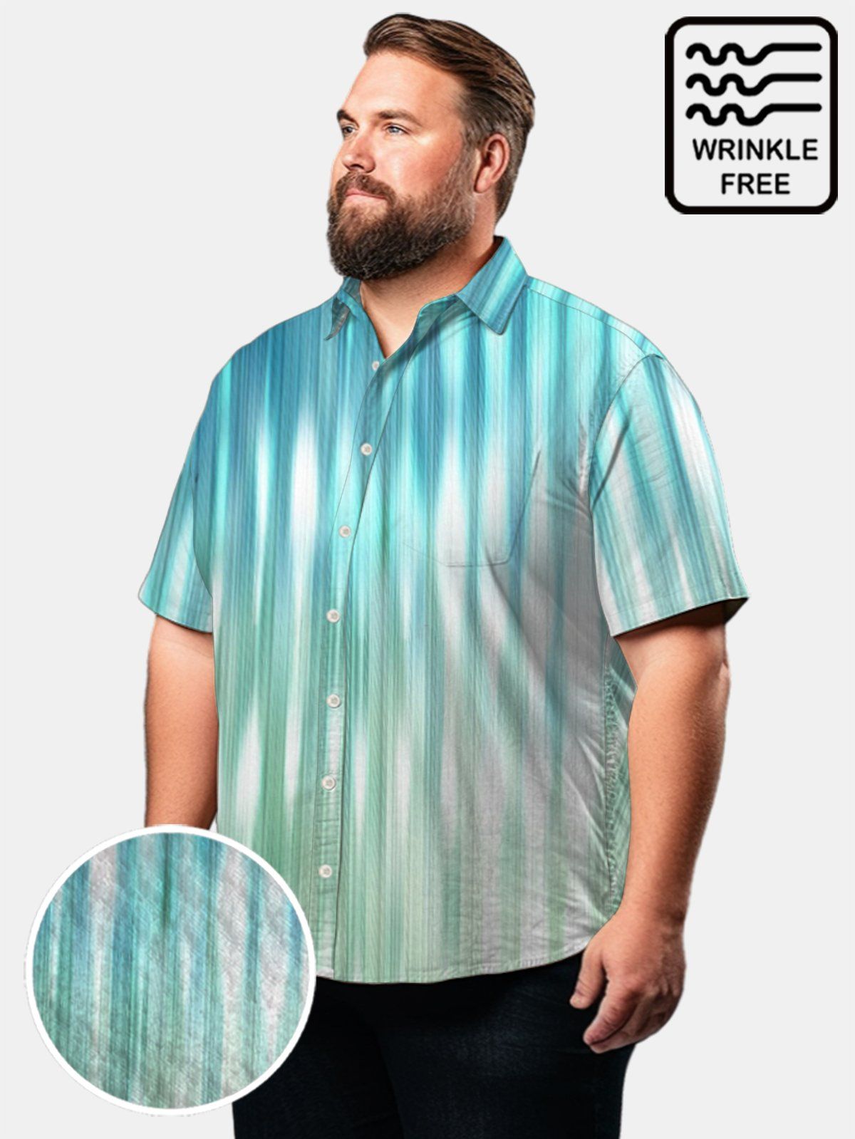Big & Tall Retro Tie-Dye Fringes Free Seersucker Hawaiian Shirt Big & Tall Retro Tie-Dye Fringes Free Seersucker Hawaiian Shirt