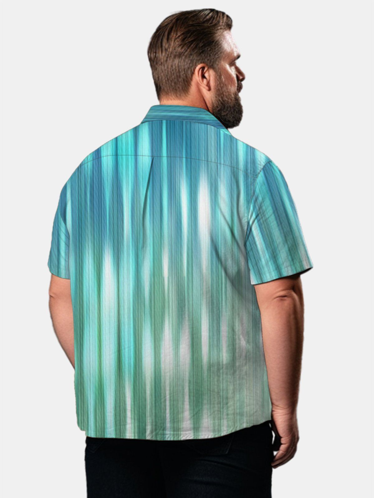 Big & Tall Retro Tie-Dye Fringes Free Seersucker Hawaiian Shirt
