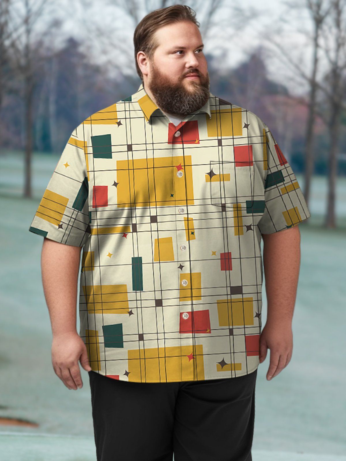 Big & Tall Vintage Art Geometry Hawaiian Shirt Big & Tall Vintage Art Geometry Hawaiian Shirt