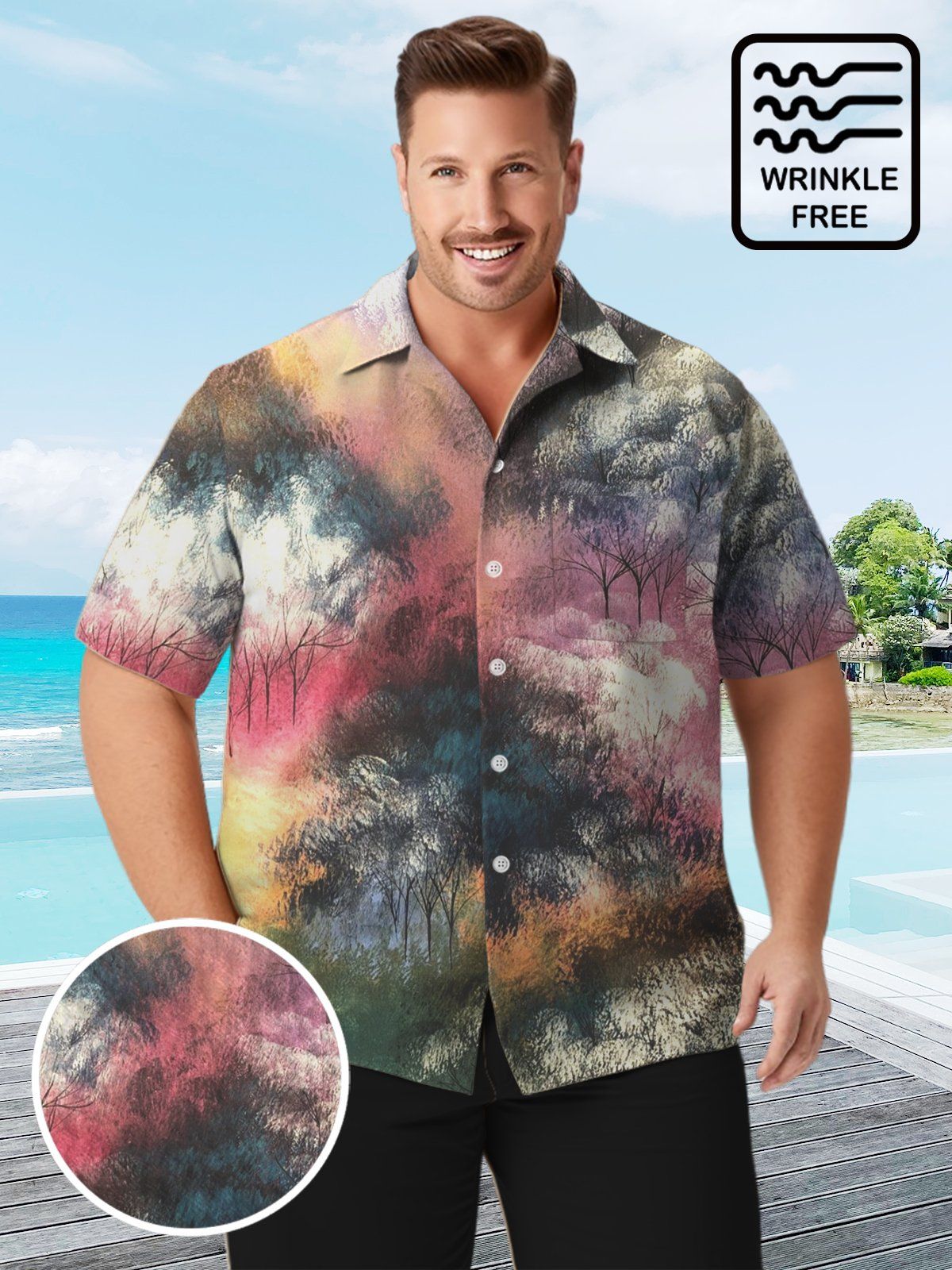 Big Size Men Artistic Gradient Mysterious Dark Shirts Design 02