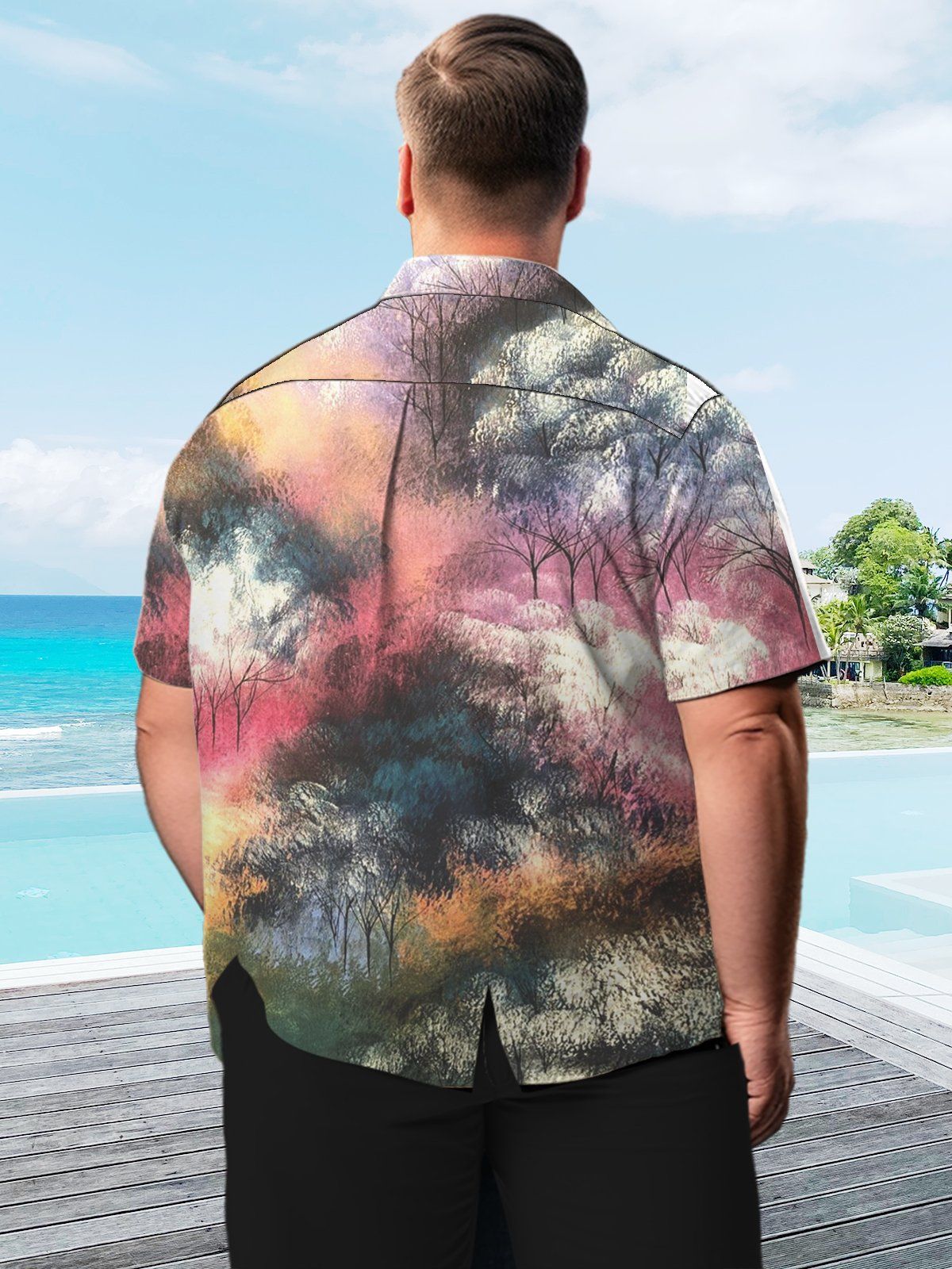 Big Size Men Artistic Gradient Mysterious Dark Shirts Design 02