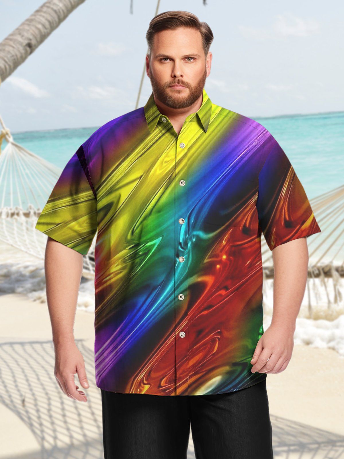Big Size Men Artistic Gradient Mysterious Dark Shirts Design 03