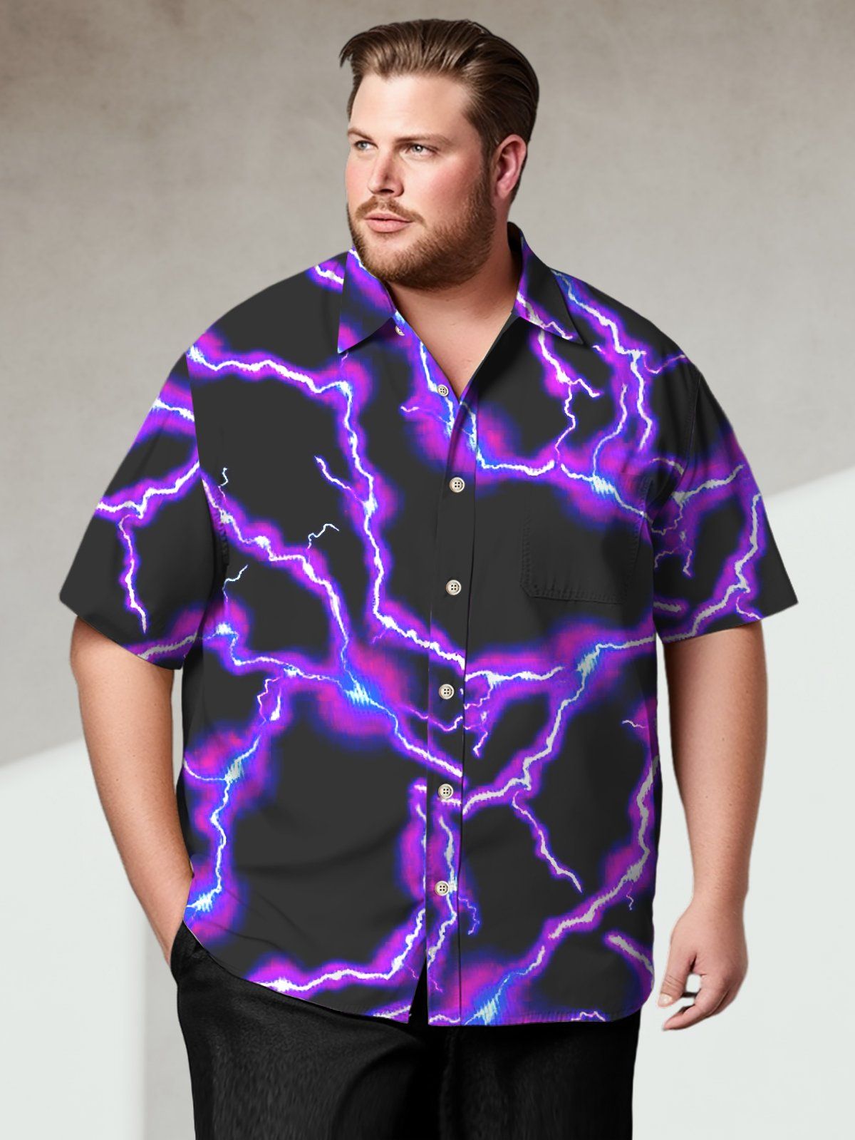 Big Size Men Artistic Gradient Mysterious Dark Shirts Design 04