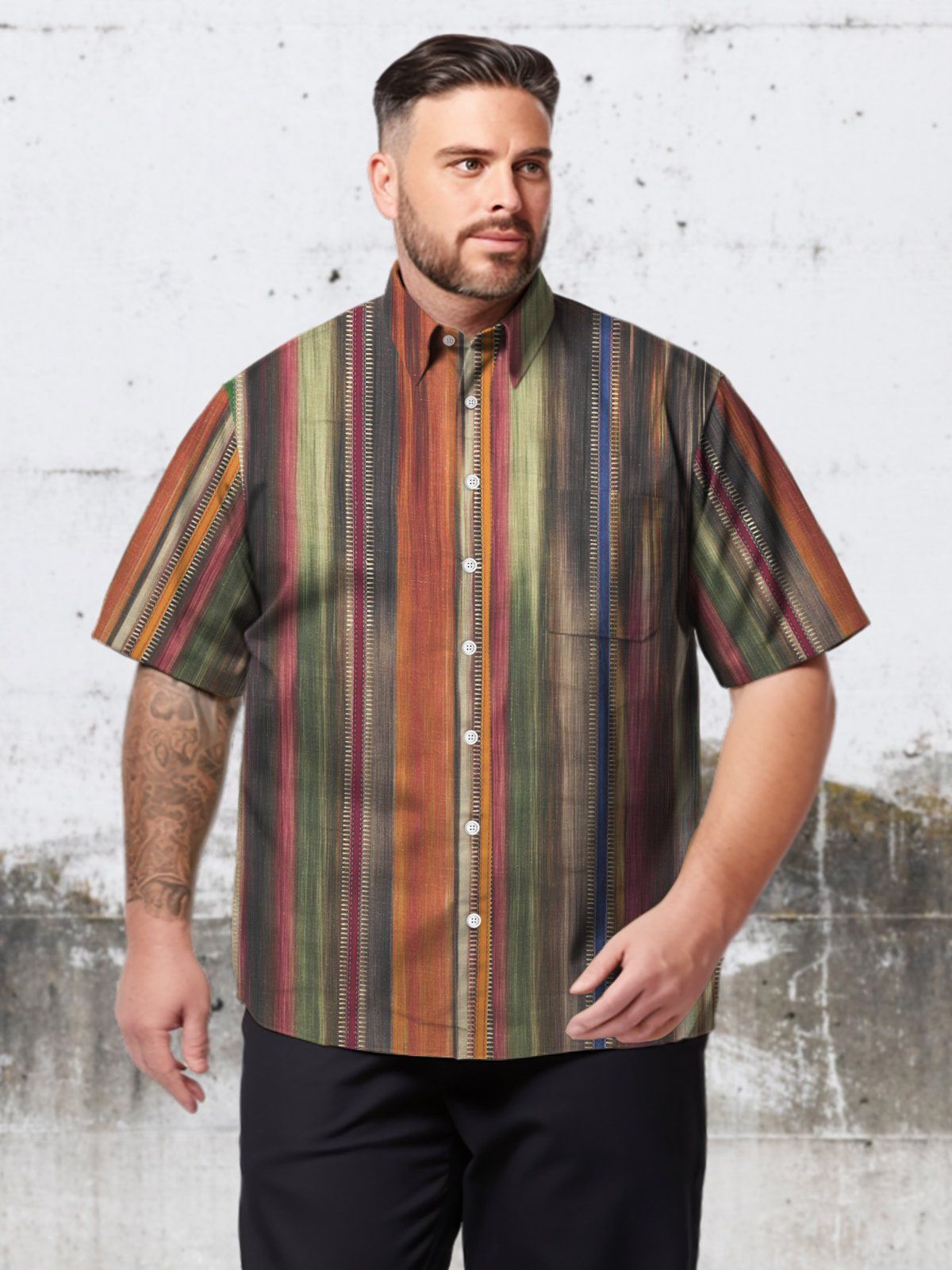 Big Size Men Artistic Oriental Elegance Fashion Shirts Design 05