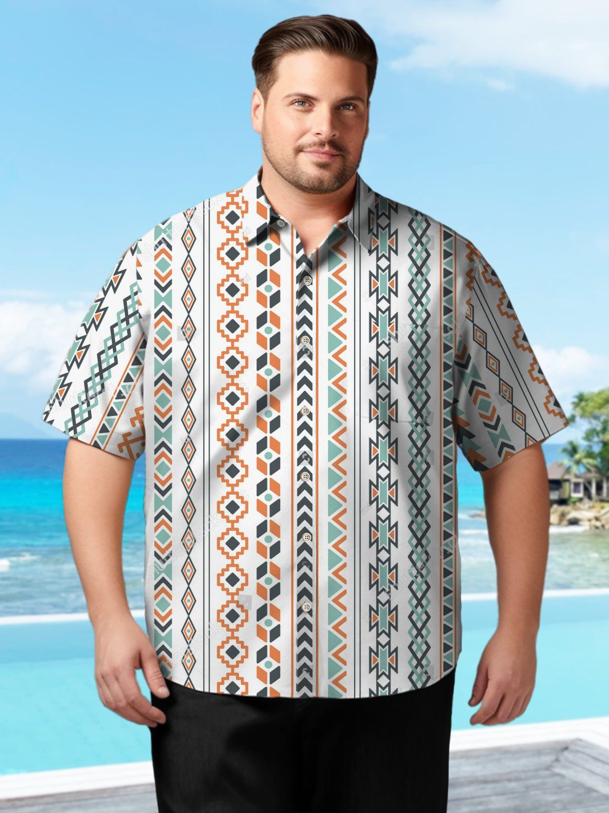 Big Size Men Artistic Oriental Elegance Fashion Shirts Design 07