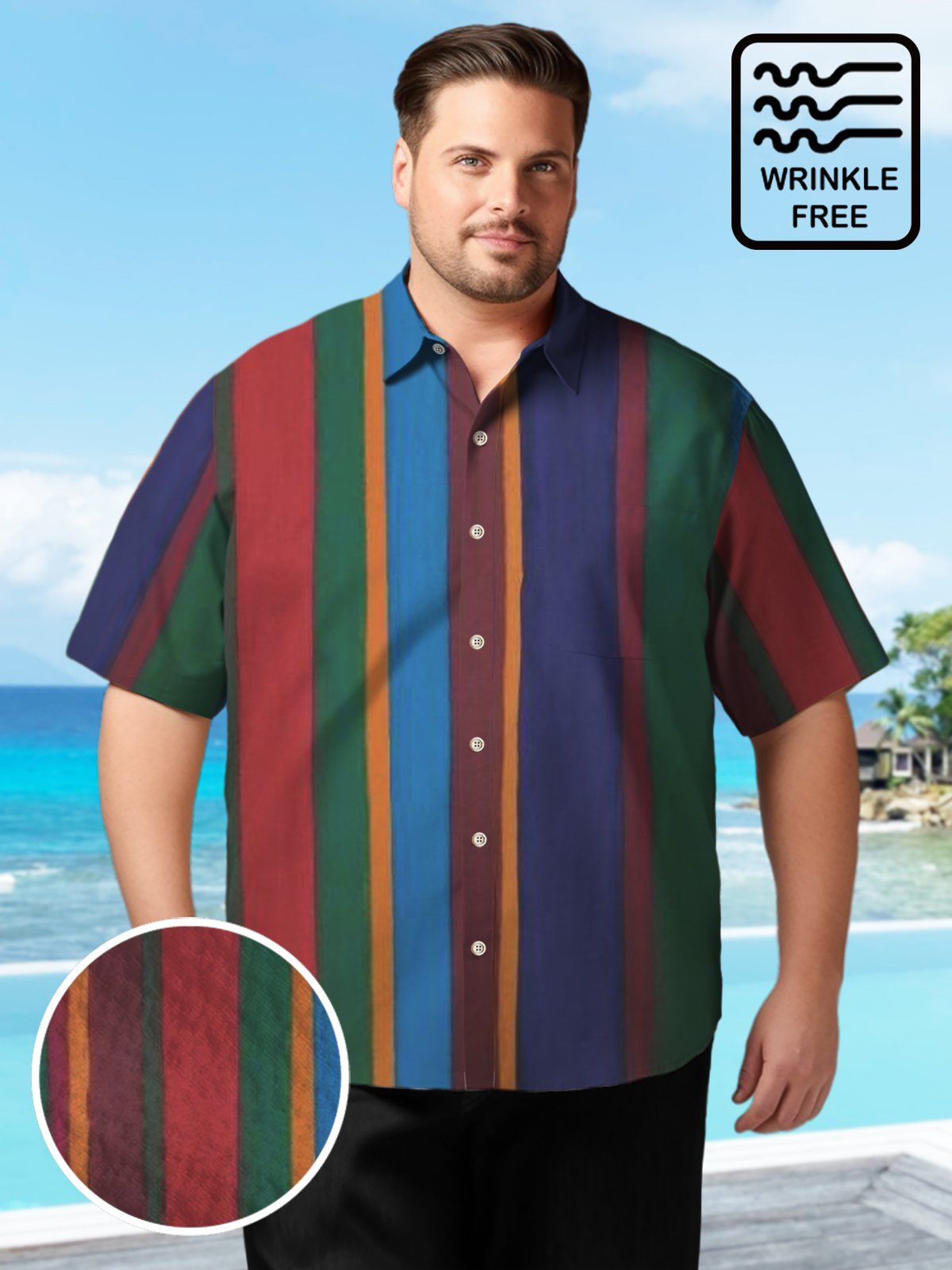 Big Size Men Artistic Oriental Elegance Fashion Shirts Design 08