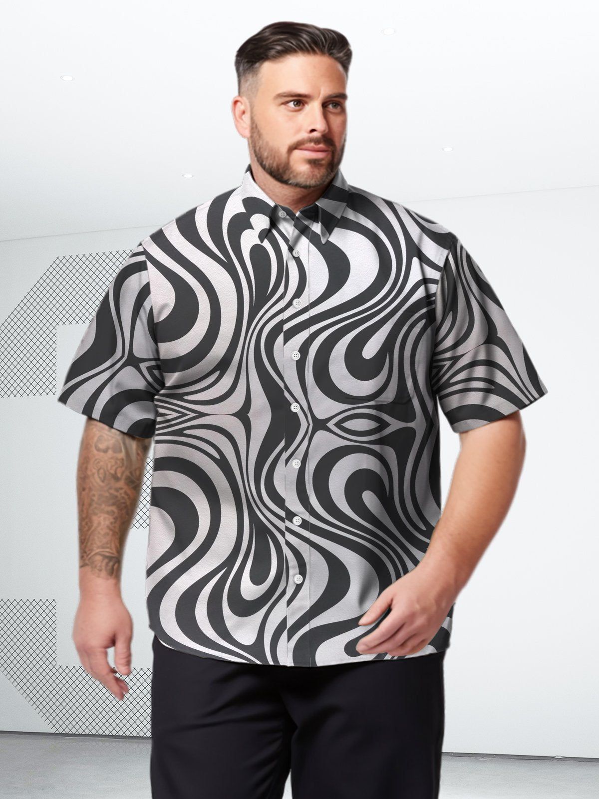 Big Size Men Base Elegant Casual Stripe Shirts Design 02