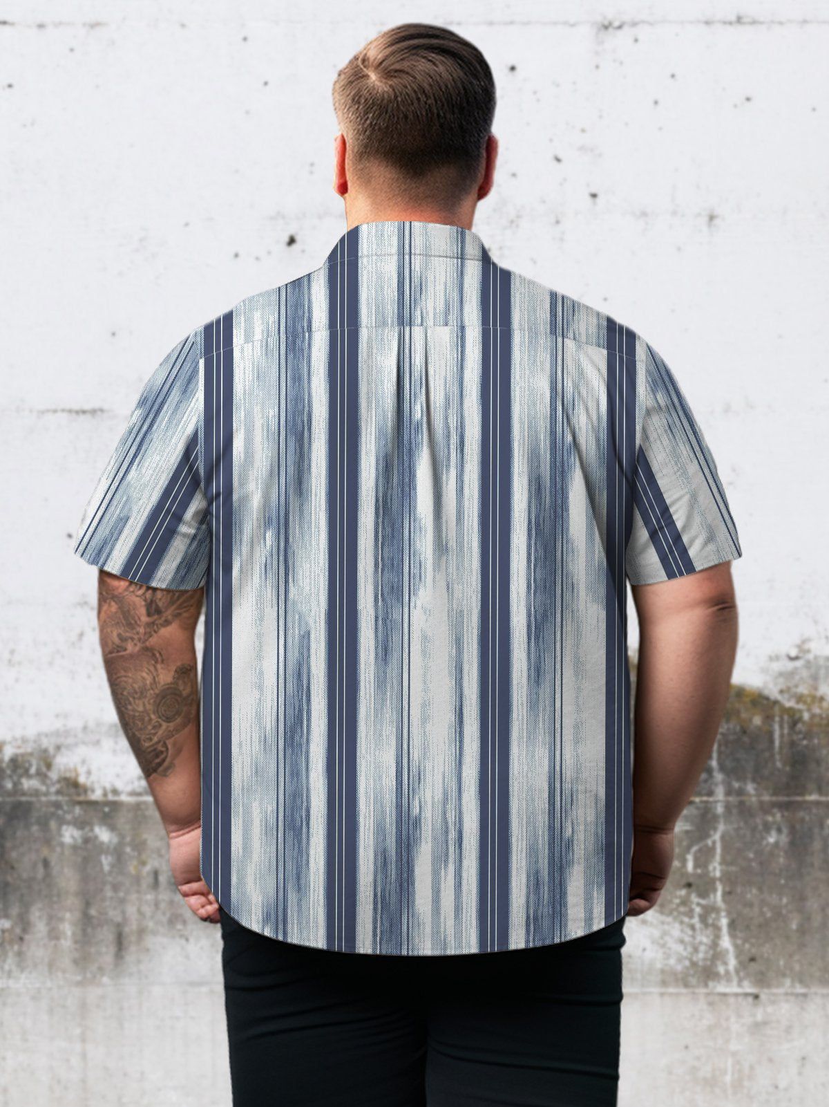 Big Size Men Base Elegant Casual Stripe Shirts Style 01