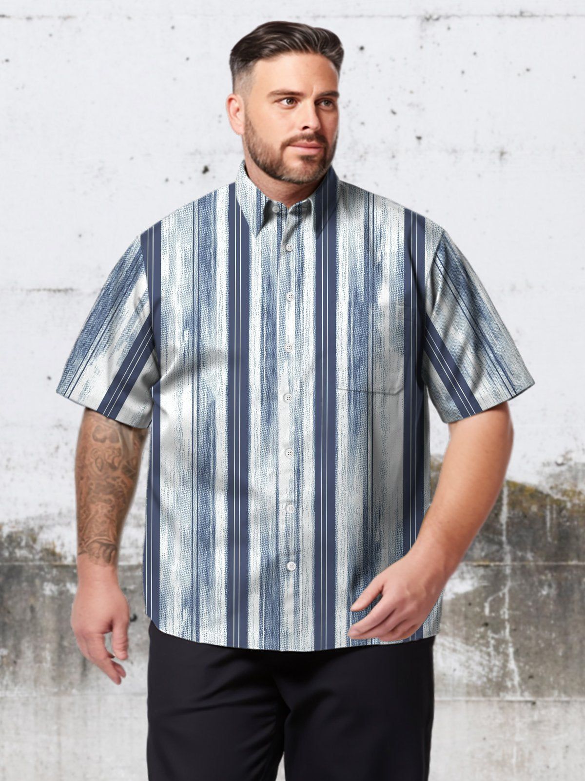 Big Size Men Base Elegant Casual Stripe Shirts Style 01 Big Size Men Base Elegant Casual Stripe Shirts Style 01