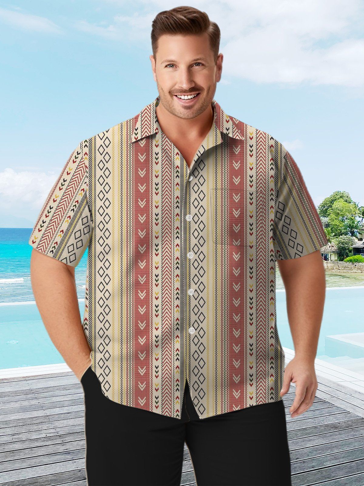 Big Size Men Base Elegant Casual Stripe Shirts Style 02