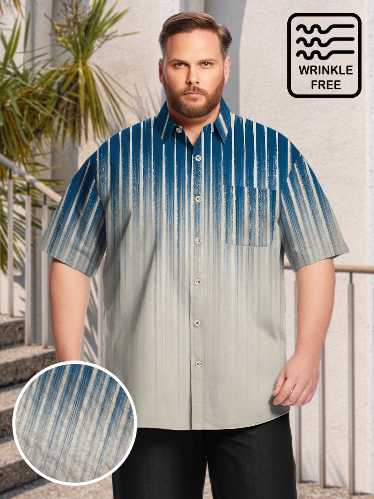 Big Size Men Basic Stripe Shirts Design 01