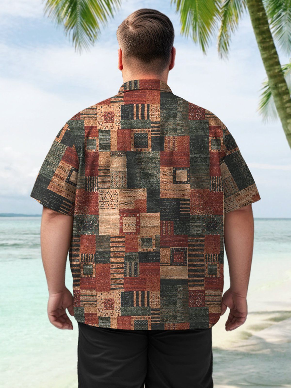 Big Size Men Geometric Casual Stripe Regular Pattern Shirts Design 03
