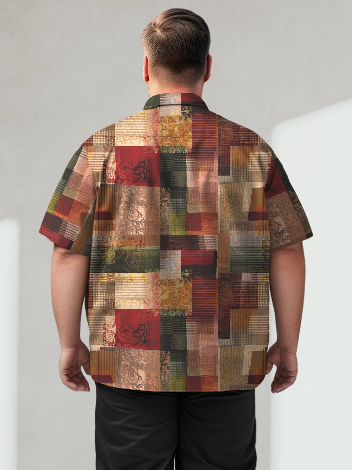 Big Size Men Geometric Casual Stripe Regular Pattern Shirts Design 04