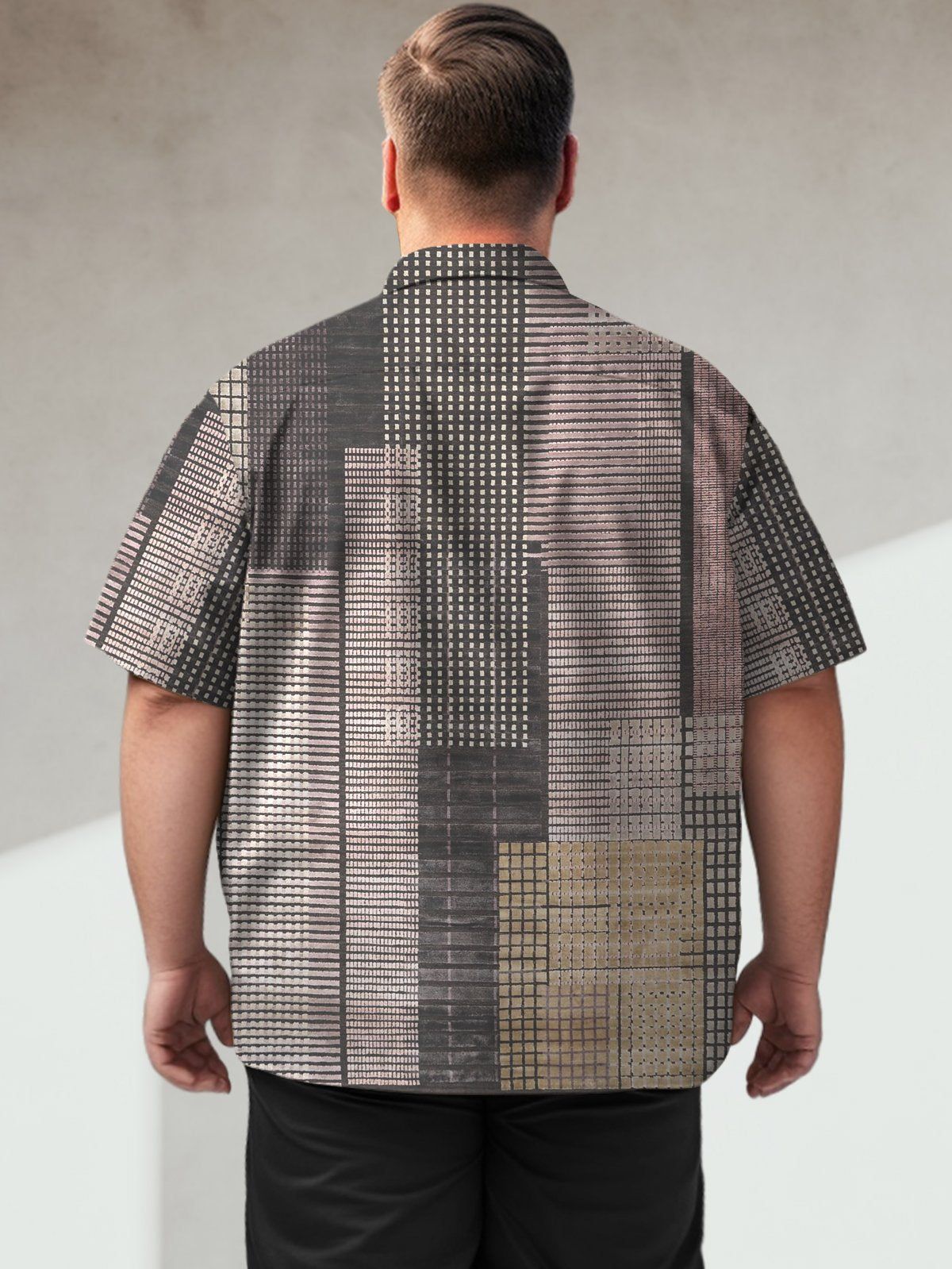 Big Size Men Geometric Casual Stripe Regular Pattern Shirts Design 05