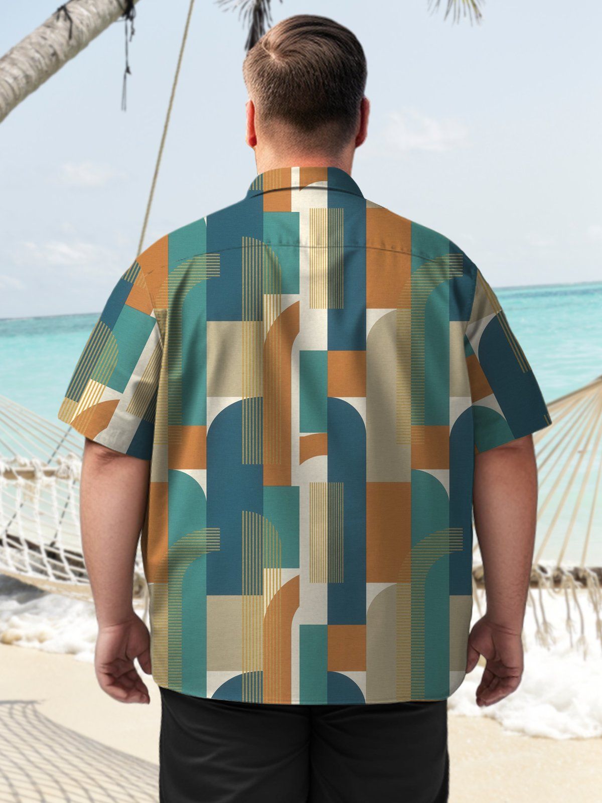 Big Size Men Geometric Casual Stripe Regular Pattern Shirts Design 07