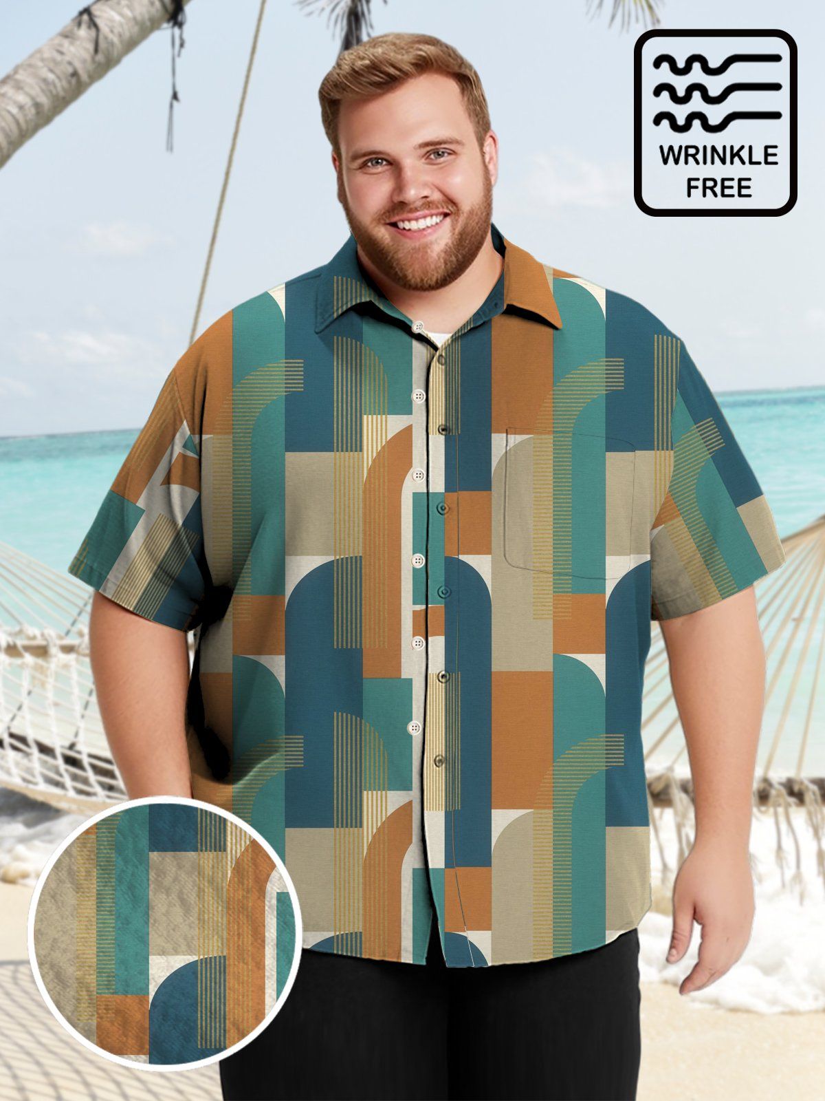 Big Size Men Geometric Casual Stripe Regular Pattern Shirts Design 07