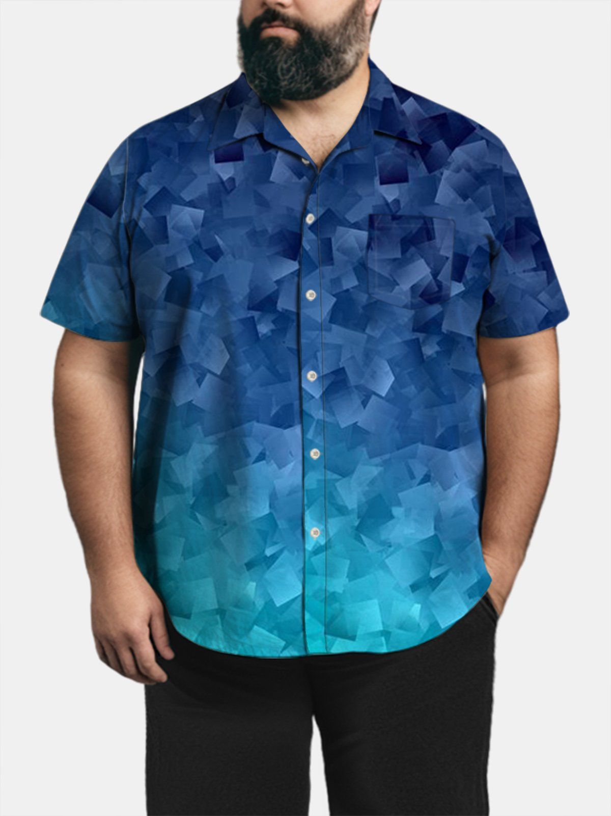 Big Size Men Geometric Gradient Color Shirts Design 01