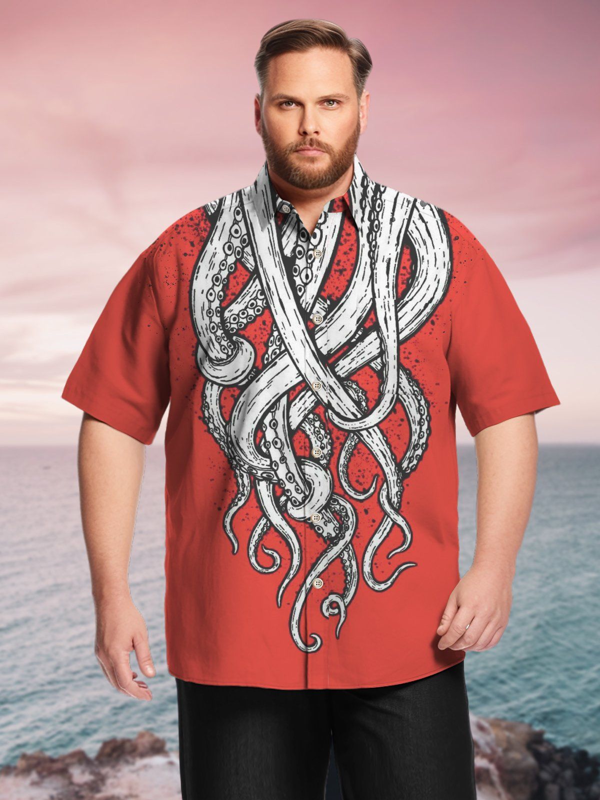 Big Size Men Hawaii Aquatic Creatures Elegant Fashion Shirts Design 04 Big Size Men Hawaii Aquatic Creatures Elegant Fashion Shirts Design 04