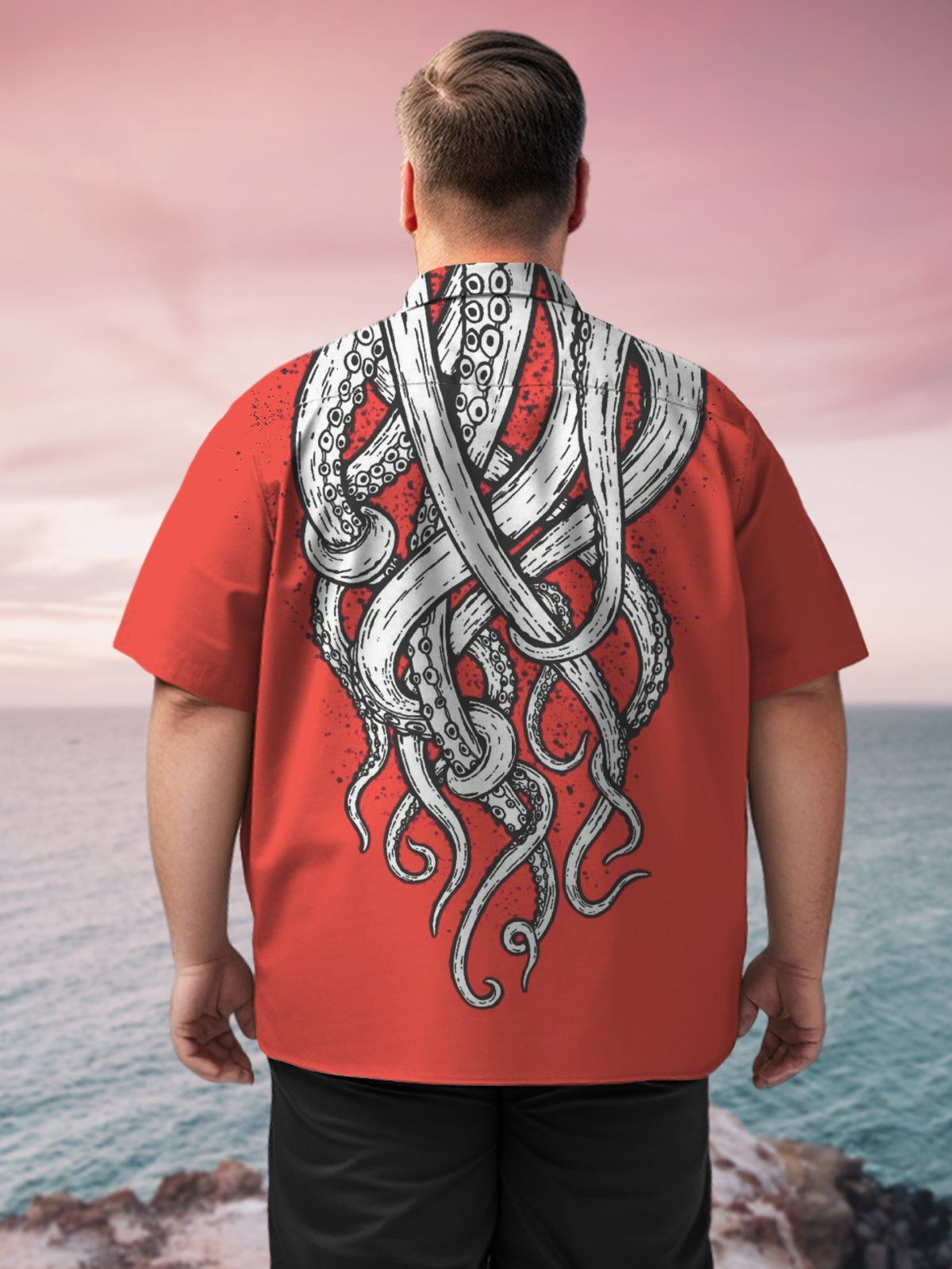 Big Size Men Hawaii Aquatic Creatures Elegant Fashion Shirts Design 04