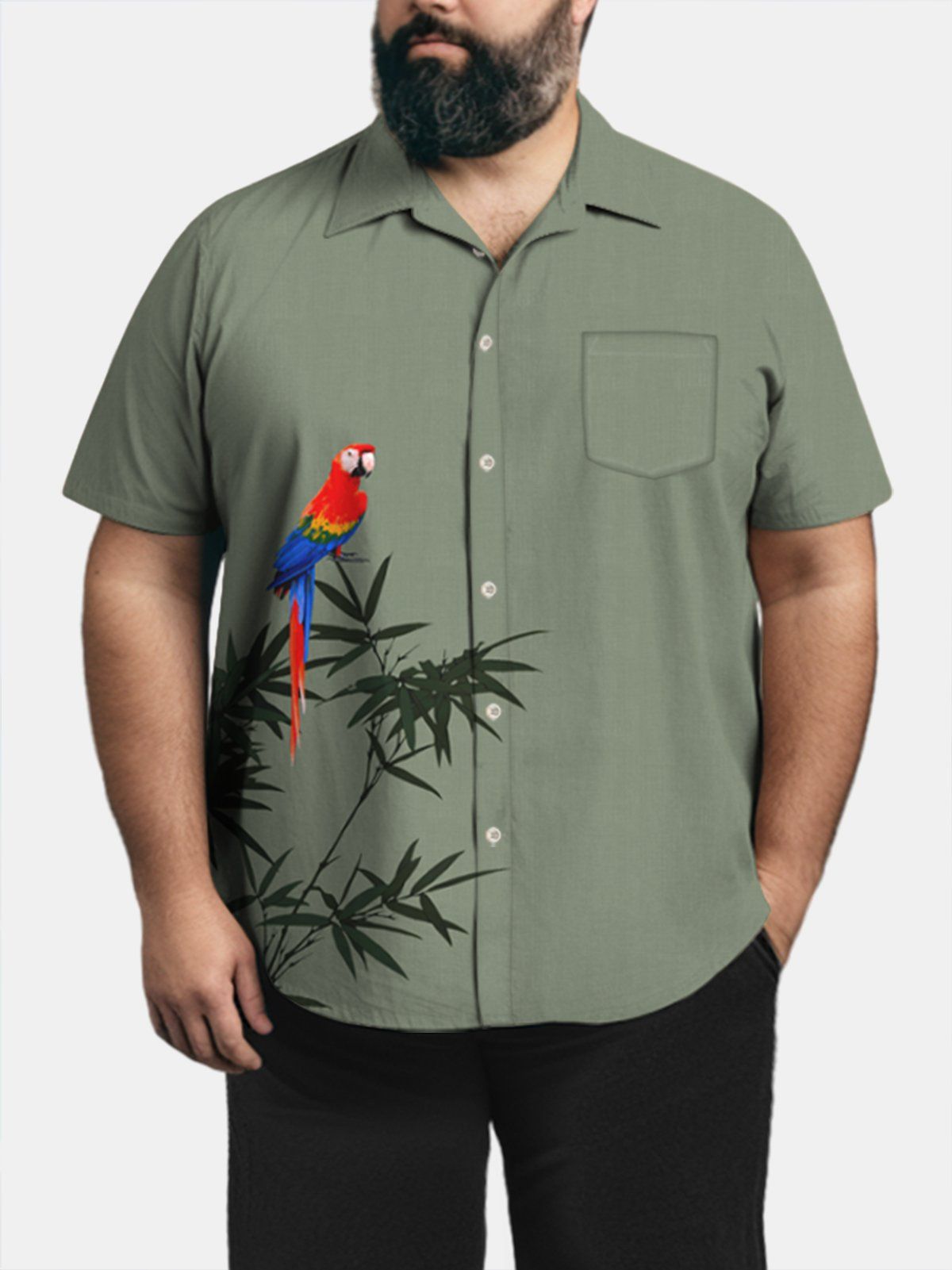 Big Size Men Hawaii Bamboo and Parrot Shirts Design 01 Big Size Men Hawaii Bamboo and Parrot Shirts Design 01