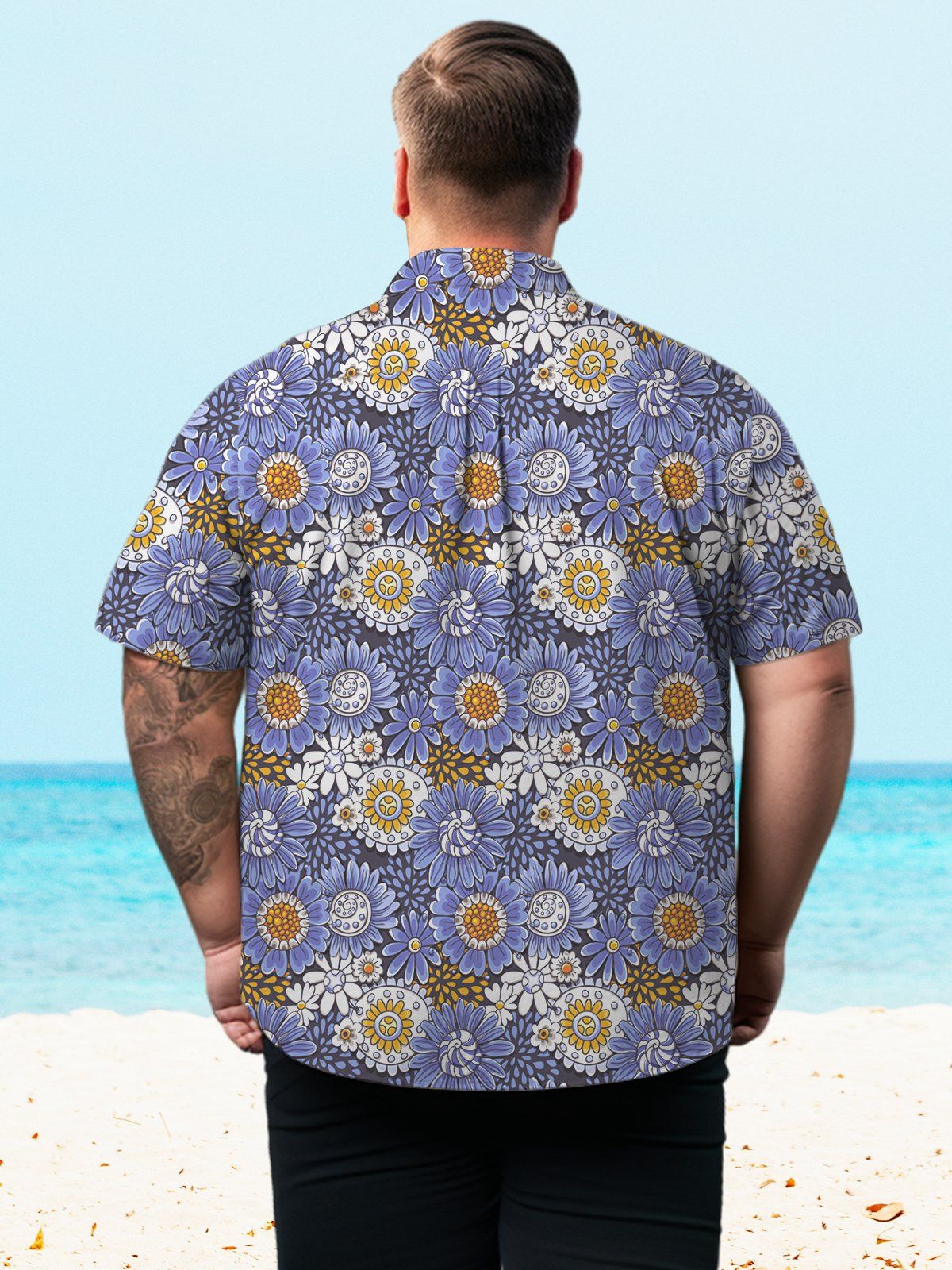 Big Size Men Hawaii Elegant Flower Shirts Design 01