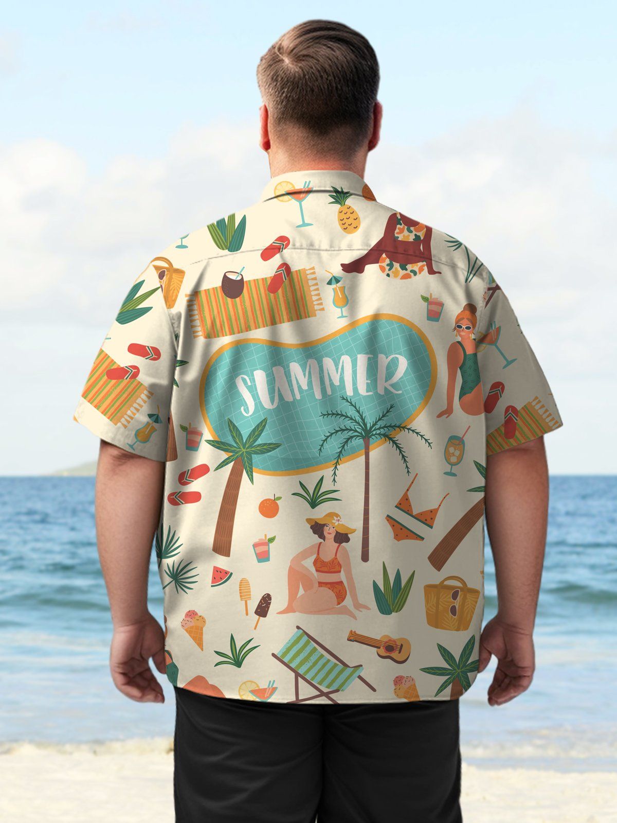 Big Size Men Hawaii Elegant Leaves Shirts Design 01