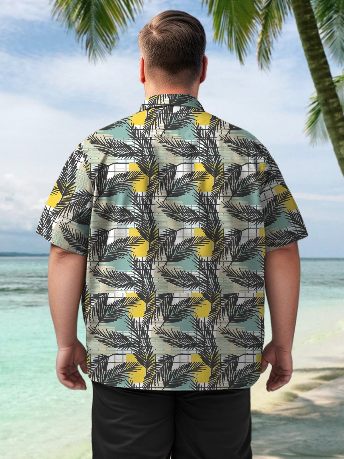 Big Size Men Hawaii Elegant Leaves Shirts Design 04