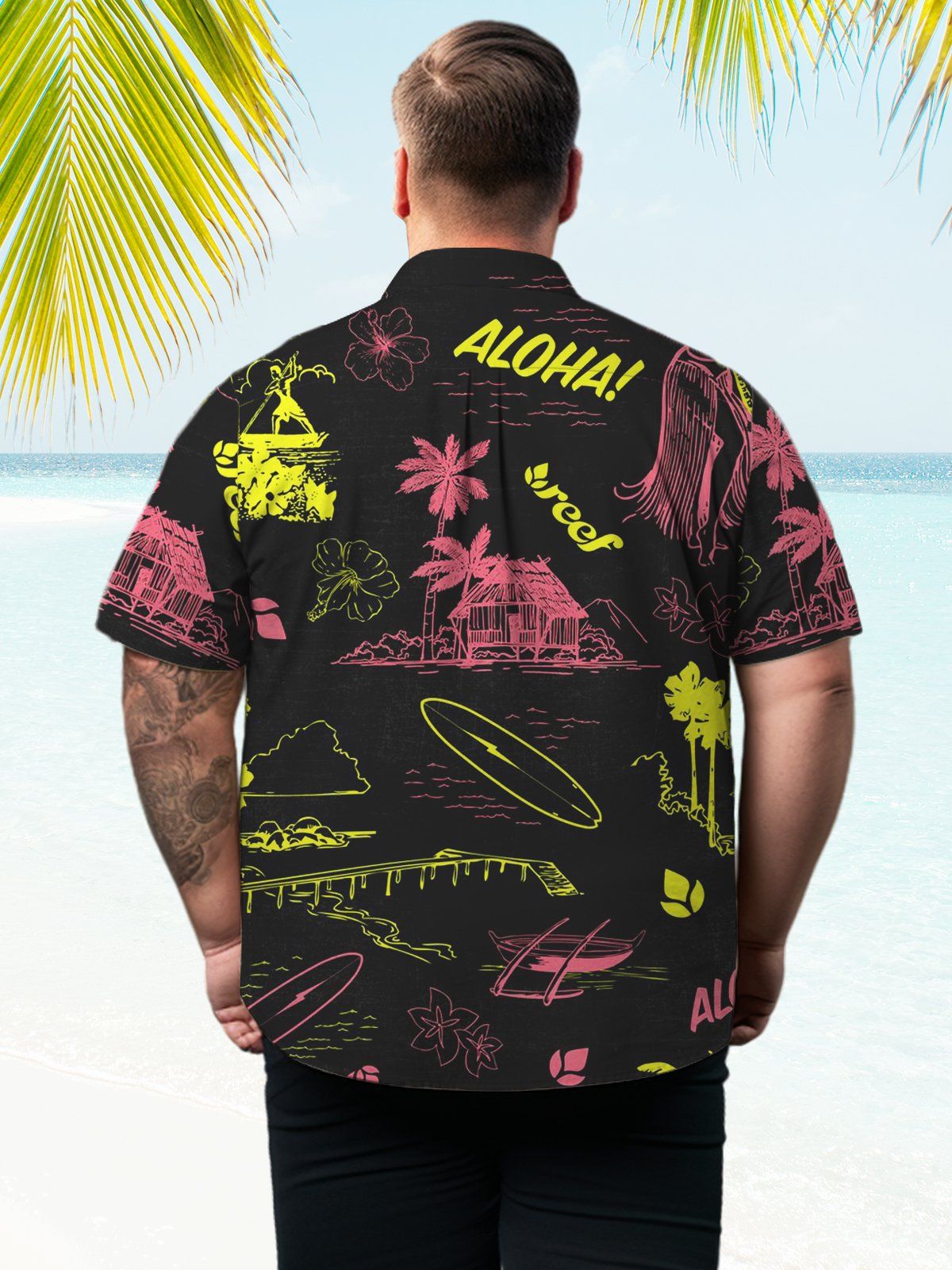 Big Size Men Hawaii Elegant Leaves Shirts Design 05