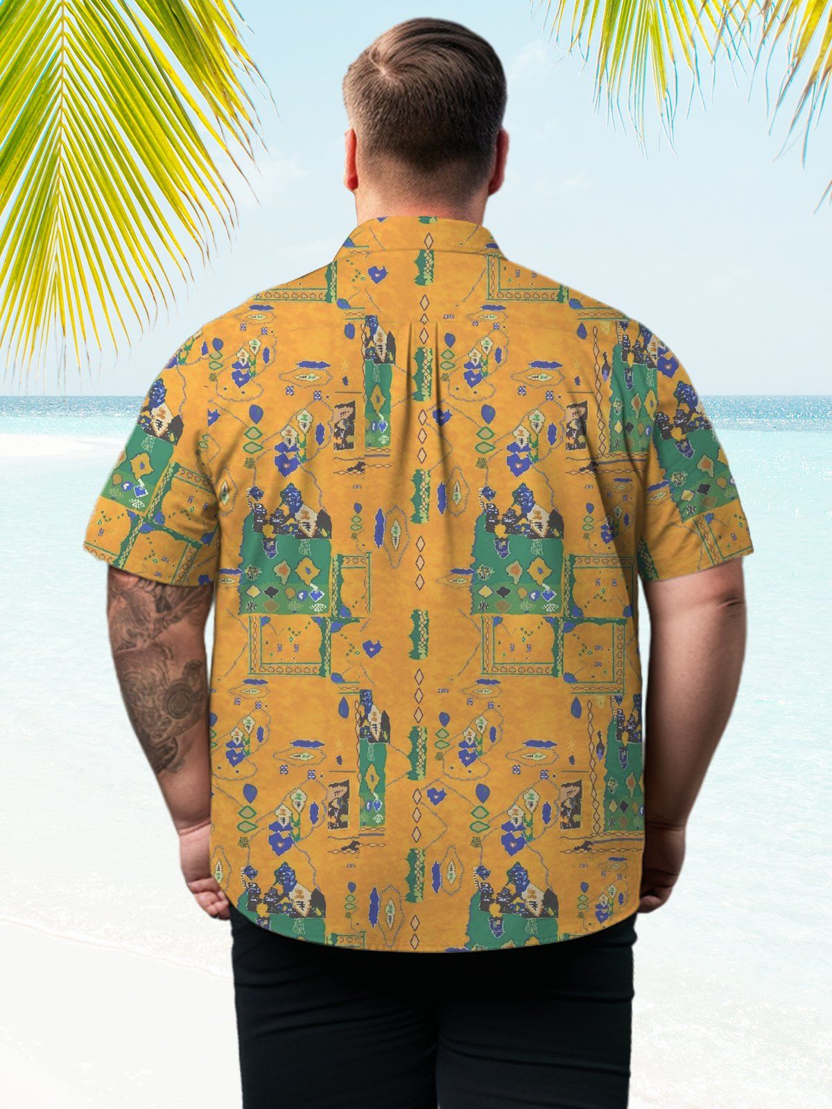 Big Size Men Retro Geometric Pattern Elegant Shirts Design 01