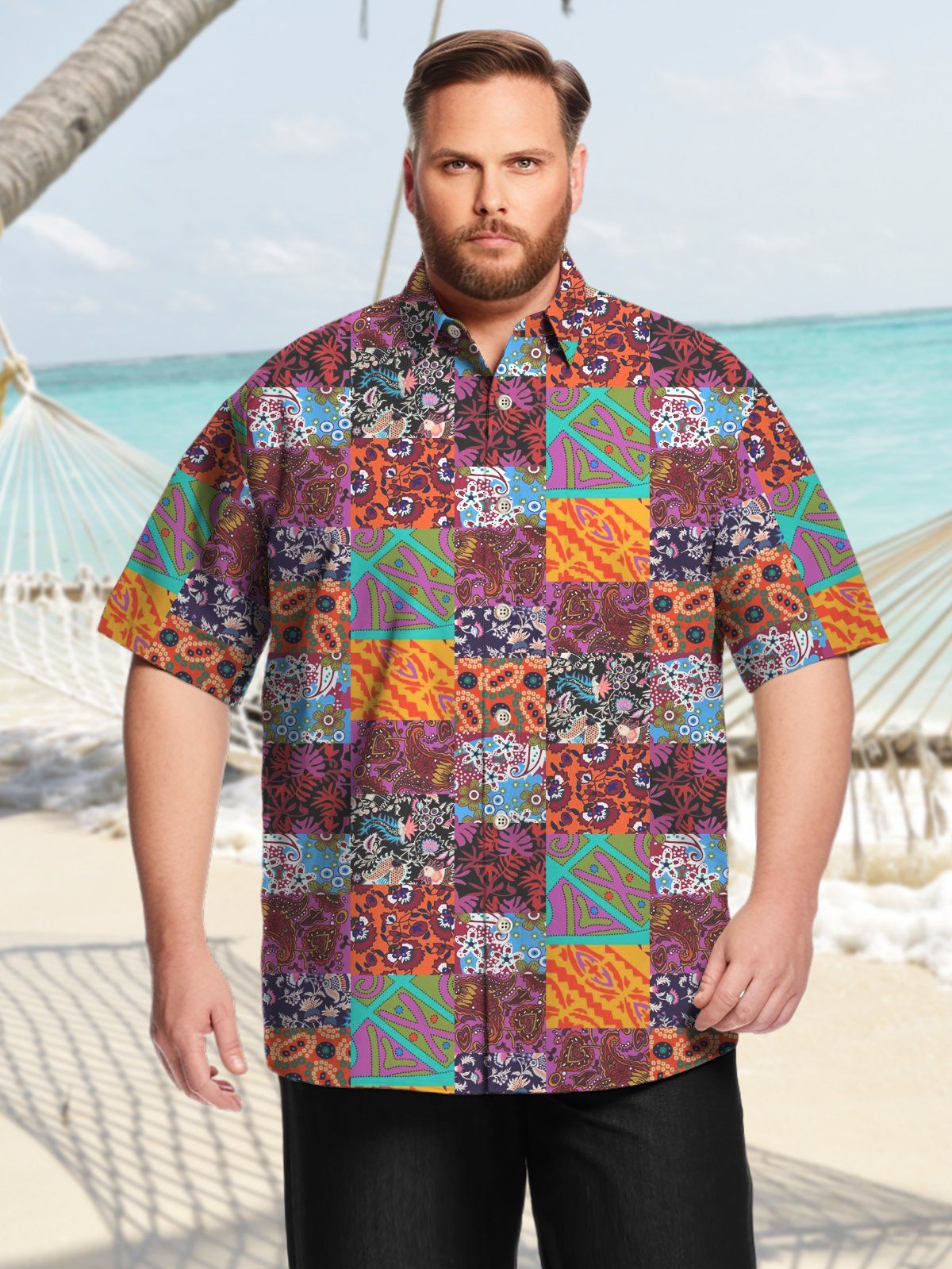 Big Size Men Retro Geometric Pattern Elegant Shirts Design 02