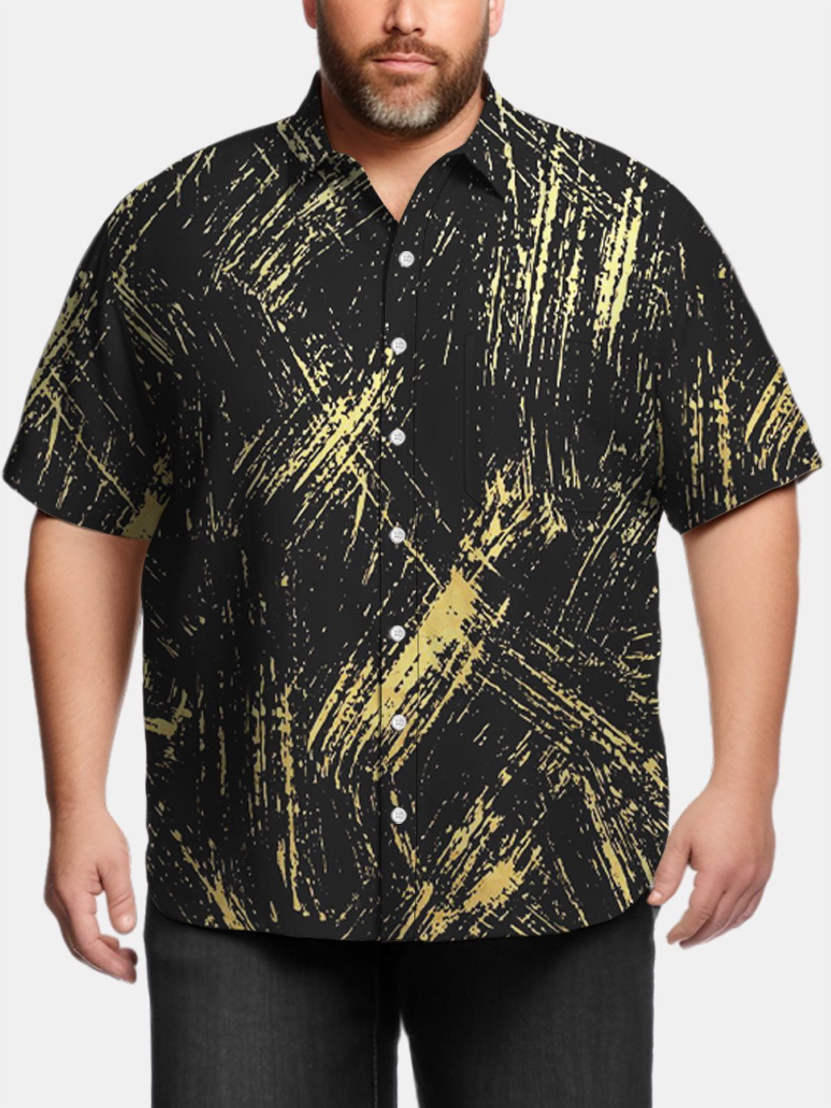Big Size Men Vintage Retro Casual Contrasting Lines Shirts Design 01