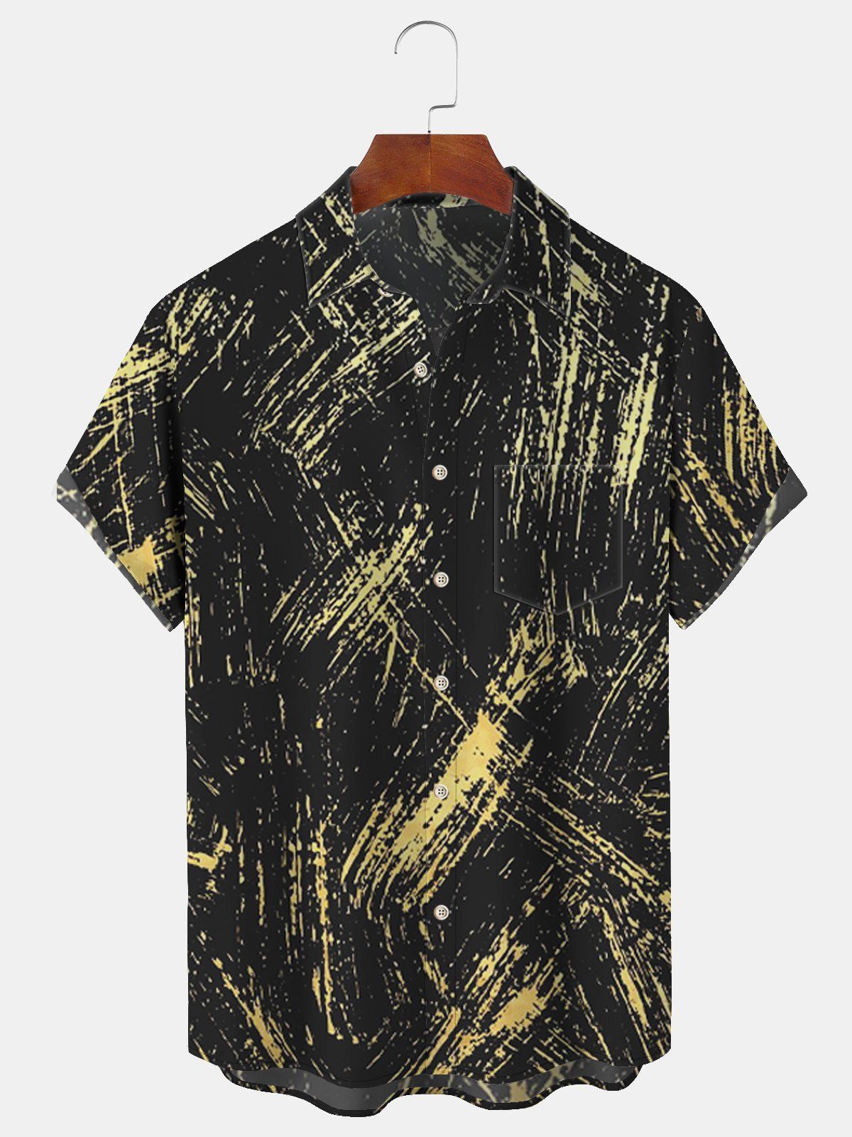 Big Size Men Vintage Retro Casual Contrasting Lines Shirts Design 02