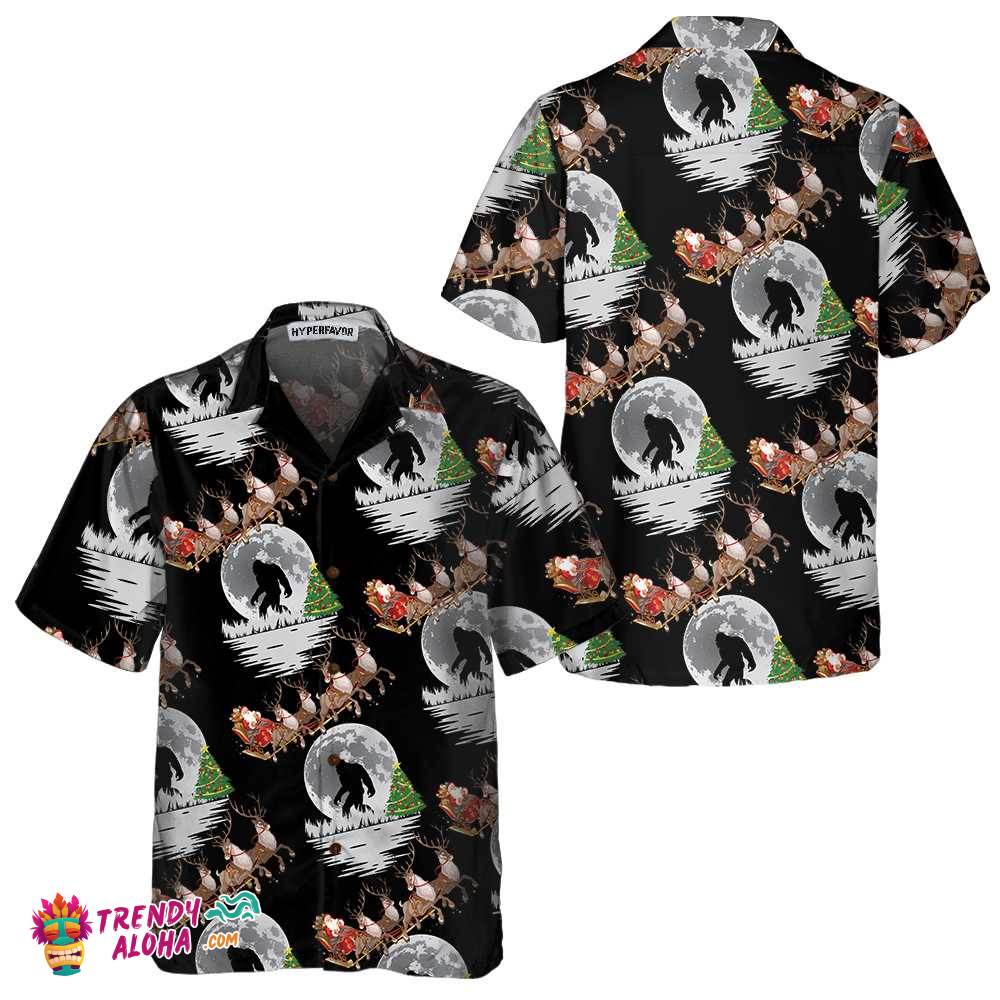 Bigfoot & Santa Claus On Christmas Day Hawaiian Shirt, Funny Christmas Shirt For Men Bigfoot & Santa Claus On Christmas Day Hawaiian Shirt, Funny Christmas Shirt For Men
