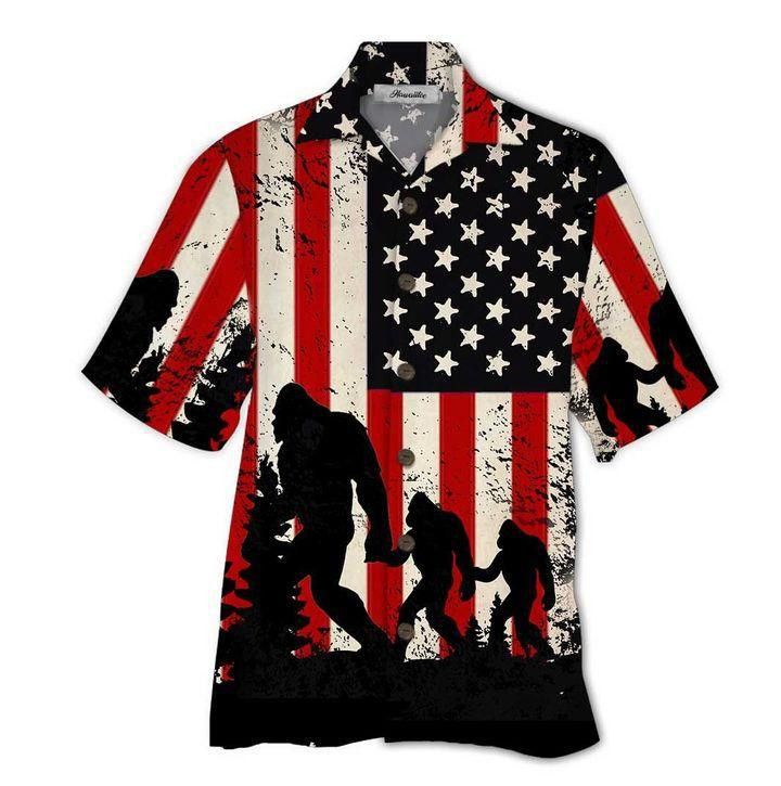 Bigfoot Activities In Vacation American Flag Aloha Trendy Hawaiian Shirts For Men And Women
