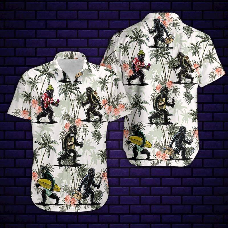 Bigfoot Aloha Shirt Bigfoot On Vacation Hawaiian Shirt