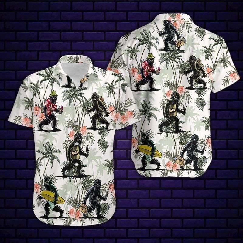 Bigfoot Aloha Shirt Bigfoot On Vacation Trendy Hawaiian Shirt