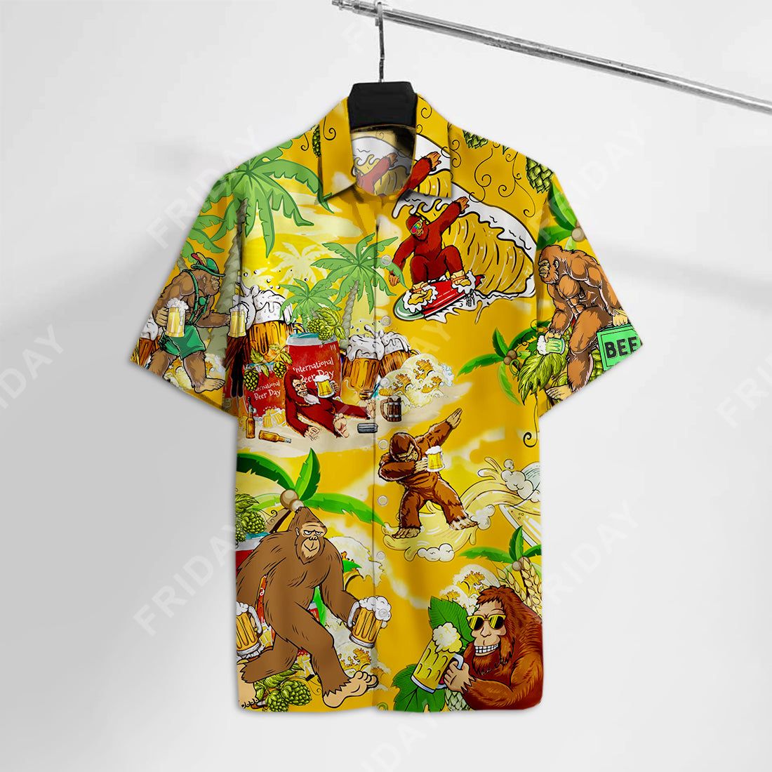 Bigfoot Aloha Shirt Yellow Bigfoot Beer Hawaiian Shirt Bigfoot Aloha Shirt Yellow Bigfoot Beer Hawaiian Shirt