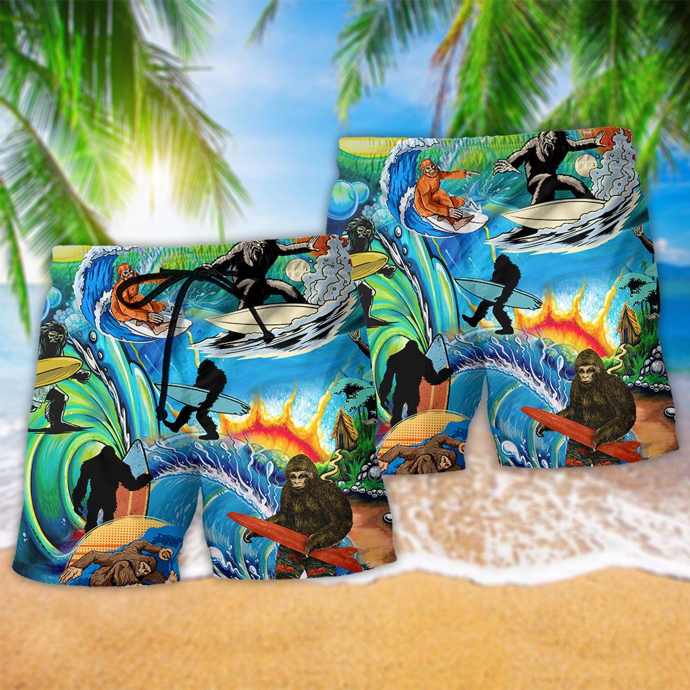 Bigfoot Cool Surfing Style Trendy Aloha Hawaiian Beach Shorts