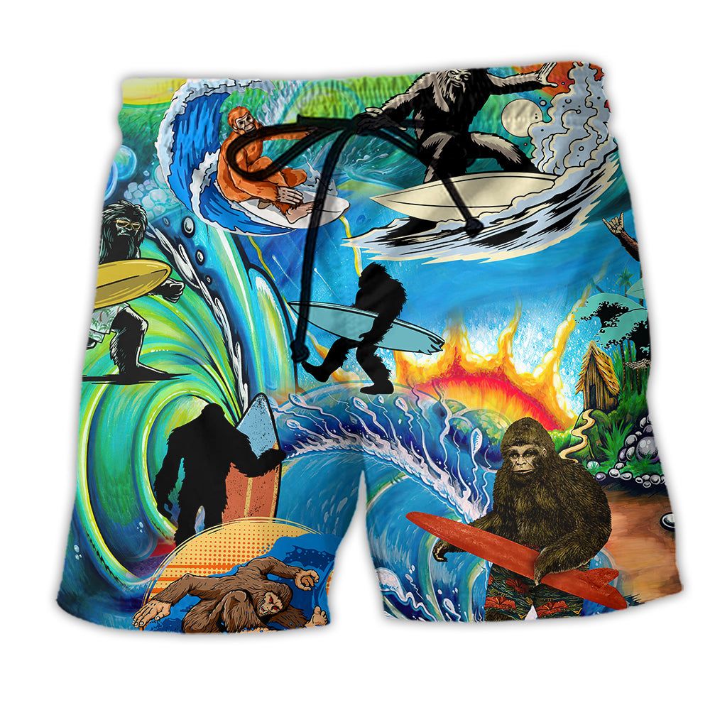 Bigfoot Cool Surfing Style Trendy Aloha Hawaiian Beach Shorts Bigfoot Cool Surfing Style Trendy Aloha Hawaiian Beach Shorts